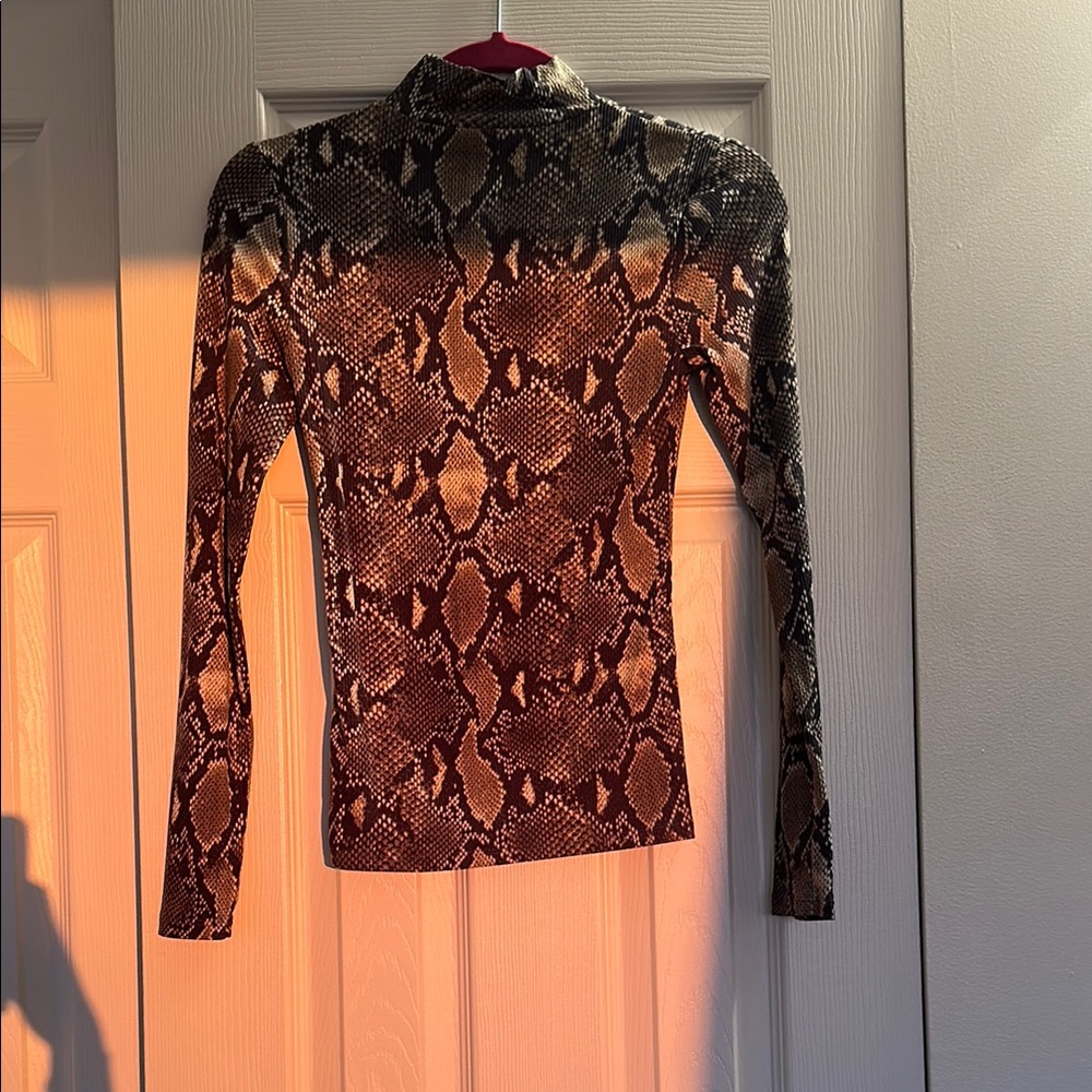 No Boundaries Brown and Tan Reptile Print Top